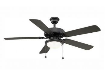 52 Inch LED Black Ceiling Fan With Light Kit 5 Reversible Blades 3 Speed Control