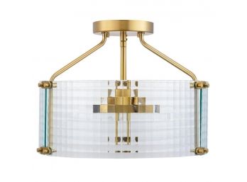 Home Decorators Collection Westlyn 15 In. 3-Light Brushed Brass Semi-Flush Mount