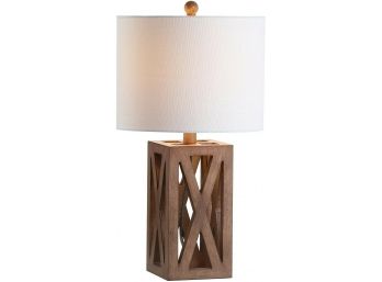 Pair Of Jonathan Y Stewart 21.5 In. Brown Wood LED Table Lamp JYL1062A