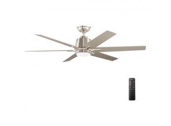 Kensgrove 54 In. Integrated LED Brushed Nickel Ceiling Fan  Light  Remote