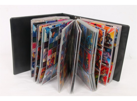 Album With 92 Pages Of Various Marvel DC Comics Trading Cards Including X-men & More - See Images For Details
