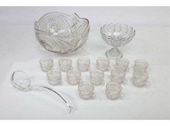 1950s Glass Punch Bowl Set