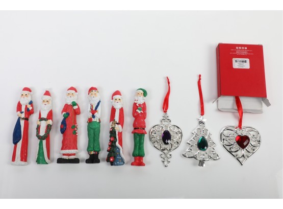 Christmas Lot Santa Magnets And Lenox Ornaments