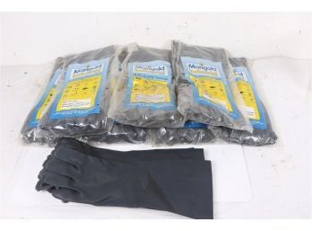 16 Pairs Of 168r Marigold Ansell 16' Long Black Unlined Nitrile Chemical Gloves Size 10