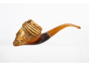 Early 1900's Wood And Bakelite Carved Smoking Pipe