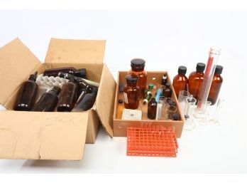 Large Group Of Glass Chemist Containers And Beakers