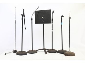 7pc Mic And Music Stand Lot