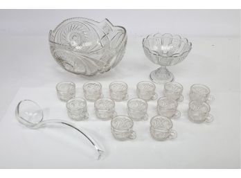 1950s Glass Punch Bowl Set