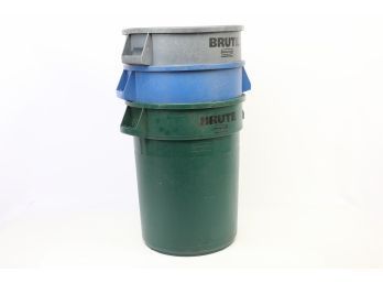 Group Of 3 Rubbermaid Trash Cans