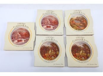 5pc Corning Currier & Ives Decorative Plates