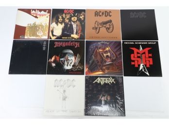10pc Assorted Rock Records Lot Anthrax, ACDC, Etc.