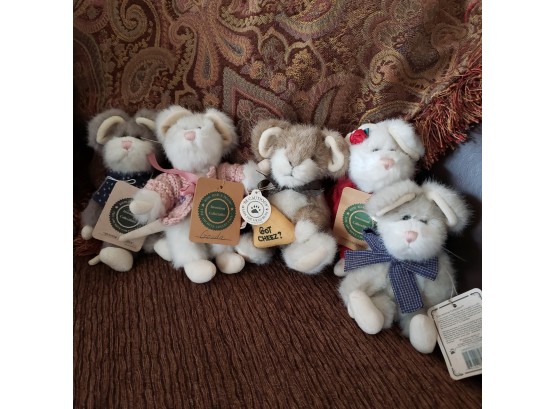 Lot Of 5 Boyds Bears Plush Mice - All Cheese Names! - All With Tags - All 7' Tall