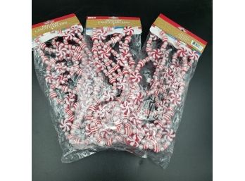 Peppermint Swirl Candy Garland - 3 Packages Of 6 Feet Length - NEW !