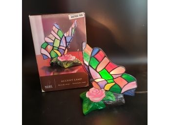 New In Box Home Trends Stained Glass Lamp Butterfly Design