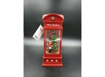 NEW Gerson 10' Nutcracker In Telephone Booth Lighted Snow Globe With Timer