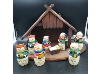 Adorable 8 Piece 5' Snowman Nativity Set Included  Manger