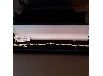 Ladies 2 Tone Solid 14k Gold Bracelet 8' Long