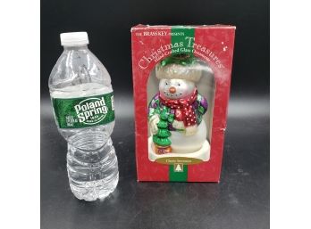NEW IN BOX Christmas Treasures 6' Classic Snowman Glass Ornament