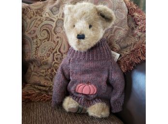 14' Boyds Bear Jointed  Bear  Huge Pullover Sweater With Pumpkin - Harvey Ltd Ed