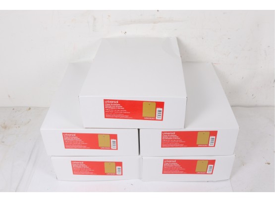 5 Boxes Of Universal Kraft Envelope, Side Seam, 28lb, 10 X 13, 100 Per Box