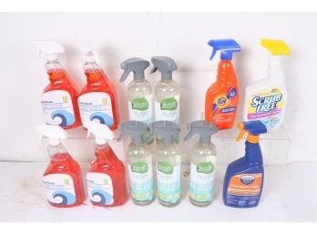 12 Bottles Of Misc. Spray Cleaners All New