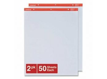 4 Universal Recycled Easel Pads, Unruled, 27x34, White, 50-Sheet 2/Ctn 4 Total