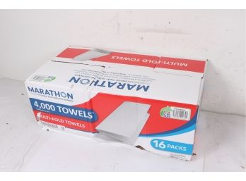 Marathon Multifold Paper Towels, 1-Ply, 9 1/5' X 9 2/5', White (4000 Ct.)