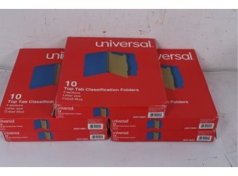 5 Boxes Of Universal Pressboard Classification 4 Section Folders, 10 Per Box