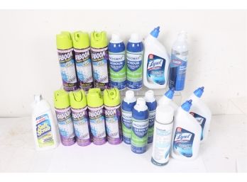 Large Group Of Bathroom Cleaning Chemicals