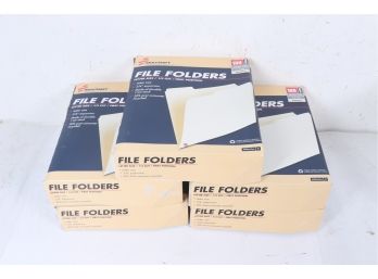 5 Boxes Of SKILCRAFT Single Tab File Folders, 1/3 Tabs, Left, Letter, Manila, Pack Of 100