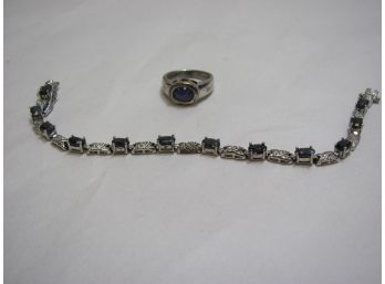 Sterling Silver Bracelet And Ring Lot