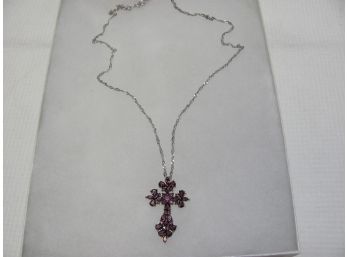 Amethyst And Sterling Cross Necklace