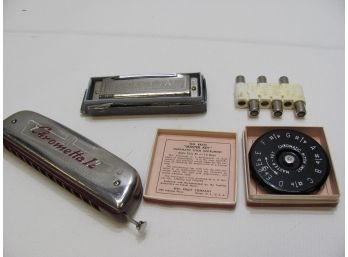 Vintage Harmonica And Pitch Lot