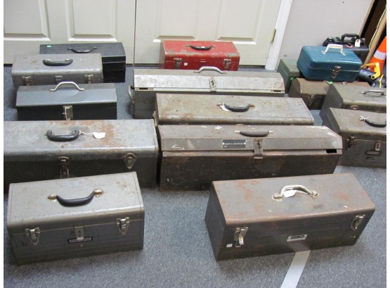 Large Lot Vintage Tool Boxes Quantity 15
