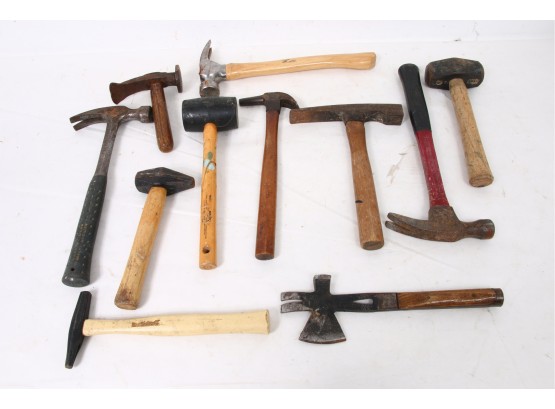 Group Of Hammers Include Antique Hand Forged And Cobbler
