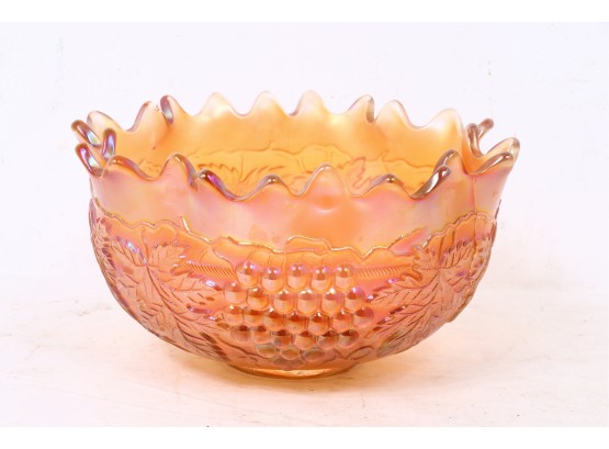 Vintage Marigold Carnival Glass Fruit Bowl 10'
