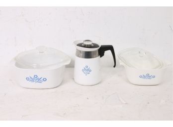 Group Of CORNING WARE Casserole Dishes With Lids And Percolator