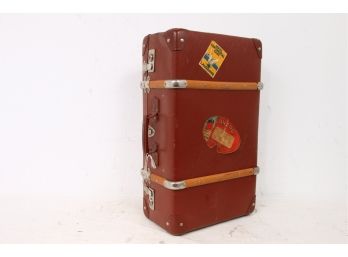 Vintage 1960's Cunard Line Queen Elizabeth Ship Travel Suitcase With Keys
