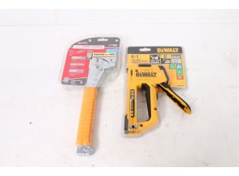 Pair Of ARROW HT50 And DEWALT DWHTTR410 Hammer Tacker And 4-in-1 Multi Tacker - NEW