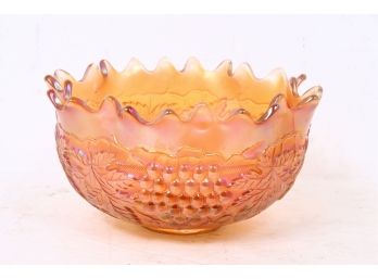 Vintage Marigold Carnival Glass Fruit Bowl 10'