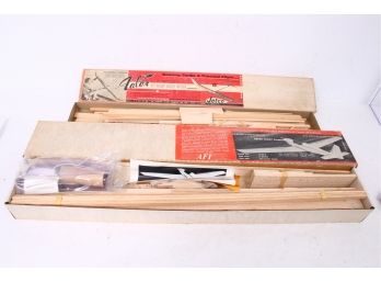 Pair Of Vintage AFI & JETCO Wooden Airplane Kits Including Electric RF-4