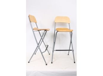Pair Of IKEA Franklin Bar Stool Foldable High Chairs Model 800.593.03