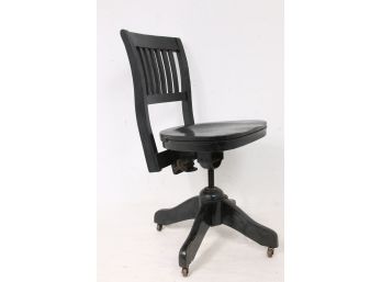 Vintage Wooden Rolling Swivel Banker Office Chair