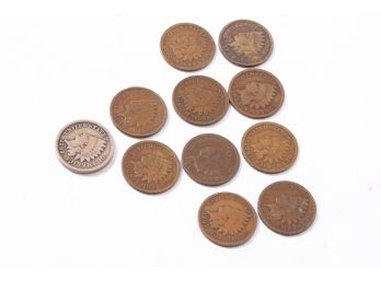 Group Of Antique Indian Head Cent Coins Including Year 1862 And 1882-1906