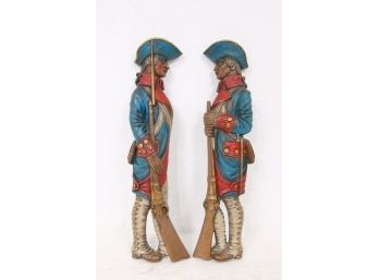 Vintage Mid Century Colonial Soldier Wall Hanging Figurines By BURWOOD