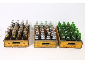 Vintage Group Of 3 COKE Coca-cola Wooden Trays With Fanta, T&B, Sprite, Coca-Cola Bottles