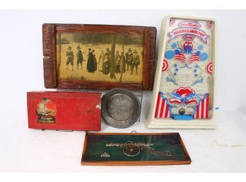 Group Of Vintage Collectibles Includes Pie Dish, Marble Jackpot Game & More