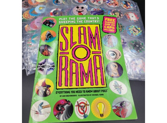Slam-o-rama Pog Board Game With Entire Collection Of Pogs In Sleeves