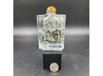 4.5' Reverse Painted Chinese Triangular Perfume Bottle