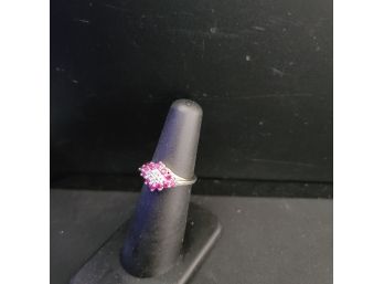 Ruby And Diamond And Sterling Silver Ring - Size 5.25